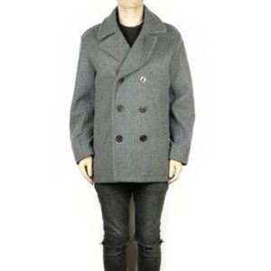 Mens Lands End Wool Peacoat  /M / gray /
